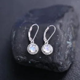 Dangle Earrings GEM'S BALLET 925 Sterling Silver Natural Milky Blue Moonstone Leverback For Women Wedding Fine Jewelry