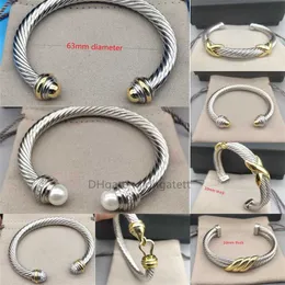 High Quality Women Luxury Charm Bracelet 7/10mm 14k 18k Gold Plated Pearl Steel Wire Rope Open Twisted Designer Love Bracelets Cjeweler Luxurious Jewelry