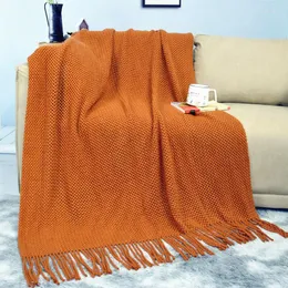 Cobertores Idle American Malha Hollow-out Tassel Cobertor Lance Cama Decorativa Homestay Sofá Lã