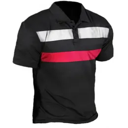 Maßgeschneiderte T-Shirts Polos 082 Schwarz Rot Weiß Spleißen Herren Kurzarm Knopfdruck Lässiges Pullover Poloshirt POLOshirt