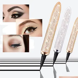 Eyeliner Quick Drying Black Eyeliner Pen Diamond Magic Eyelash Self Adhesive Eye Liner Pencil No Glue Waterproof Health Beauty Makeup Dhkyi