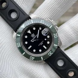 腕時計スチールデイブSD1953豪華なウォーターゴーストメンズダイビングウォッチブラックダイヤルサファイアガラスラミナスNH35メカニカル