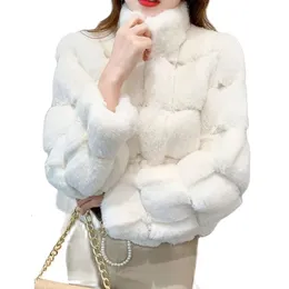 Pele feminina pele sintética moda francesa casaco curto feminino pele de vison quente senhoras europa e américa solta selvagem rex pele de coelho inverno casaco casual feminino 231009