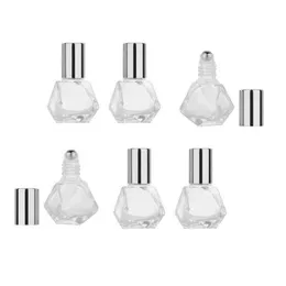 Packing Bottles Wholesale 8Ml Mini Clear Glass Roll On Bottle With Stainless Steel Roller Ball Portable Travel Polygonal Cosmetic Stor Dhvef