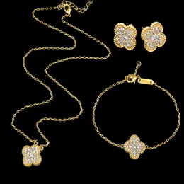 Queen Lotus High Quality Fashion 18K Gold Plated Flowers Series Bracelet Earrings Necklace Jewelry Set For Women Whole3076