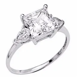 14K 화이트 골드 2 25 CT Princess Cut Man Made Simulation Diamond 약혼 반지 270t