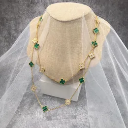 4/quatro 20 flores diamante vans cleef colar marca luxo trevo colar moda longa corrente de suéter de alta qualidade 18k ouro designer colar para jóias femininas