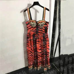 Tiger Pattern Womens Sexy Sling Dresses For Party Wedding Fashion Sleeveless Lady Vest Dress Summer Skirts Clothes234G