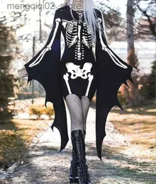 Tema kostym halloween kommer för kvinnor gotisk medeltida cosplay klänning skog alf pixie come svart bodycon mini bandage bat wing disfraz q240307