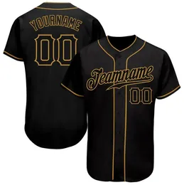 Maglia da baseball autentica personalizzata nera nero-oro antico 56346