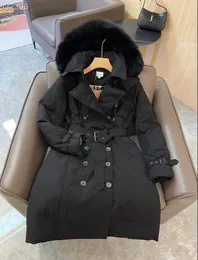 Hett nytt! Kvinnor England Bretish Style Winter Warm Down Coats/Great Quality White Goose Long Style Down Coat/Tjocklek Coat With Fur B132306F750 Size S-XL