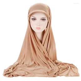 Ethnic Clothing Women Muslim Hijab Jersey Chiffion Scarf Summer Sports Baseball Caps Ladies Headwrap Ready To Wear Headscarf Bonnet