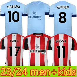 2023 24 남성+어린이 브렌트 포드 Norgaard 축구 유니폼 23 24 Hickey Henry Jensen Schade Toney Dasilva Mbeumo Jannt Football Shirts