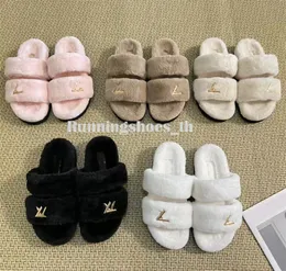 Louies Vuttion Sandal Tasarımcılar Terlik Havuz Yastık Katırları Kadın Sandal Sandal Gün batımı Düz ​​Konfor Kürek Kürk Slaytlar Yastıklı Ön Stra Luis Viton Lvse Ayakkabı 313D