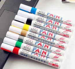 Waterproof Marker Pen Car Tyre Tire Tread Rubber Permanent Non Fading Marker Pen Paint Repair Pen White Color can Marks on Most Surfaces with Box