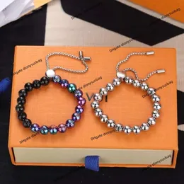 Bracciale di gioielli di design Marchio di moda Fascia con stampa di perline in acciaio temprato al titanio regolabile, adatta per coppie maschili e femminili