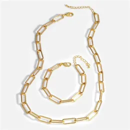 Gümüş Gümüş Dikdörtgen Paperclip Zinciri Kolye Bilezik 18K Altın Kaplama Minimalist Dainty Fine Tewelry Chains296V