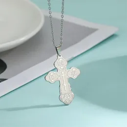 Pendant Necklaces COOLTIME Christian Cross Necklace Women Men Eastern Orthodox Serbian Gold Color Silver Jewelry Christmas Gift213a