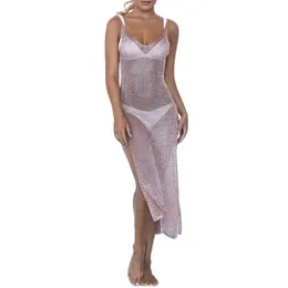 Sexig bikini strandtäckning baddräkt täcker baddräkt Summer Wear Sticking Badkläder Mesh Dress Tunic #918 Sarongs258T