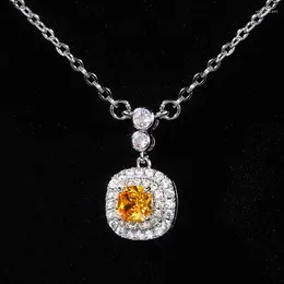 Pingentes de luxo feminino gargantilha colares cor prata quadrado coração seta amarelo diamante pingente colar para festa presente feminino kolye