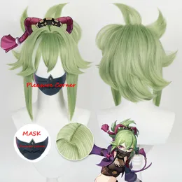 Kuki Shinobu Cosplay Wig Game Genshin Impact Light Green Short with Bangs Highlights Heat Resistant Party Wigscosplay