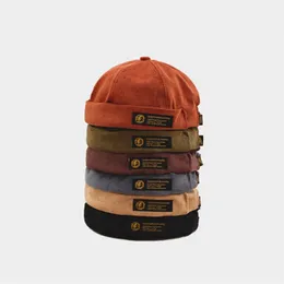 レトロコーデュロイオリジナルドッカーセーラーバイカーキャップブランドBrimless Skullcap Men and Trend Hip-Hop Hat Autumn and Keep Warm Hat307l