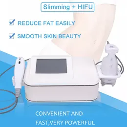 2 I 1 HIFU Lipo Portable Body Slimming Fat Burning Contouring Beauty Equipment Face Lyft Rynka Remover med utbytbar patron för båda handtagen