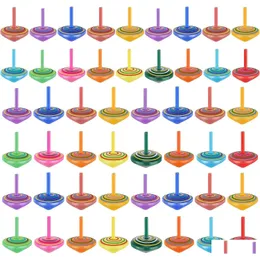 Trä colorf toppar för barn trä Gyroskop Toy Education Toys Garten Game Rainbow Gyro Family Games Drop Delivery