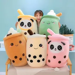 Plüschkissen Kissen Boba Plushies Bubble Tea Plüschtiere Cartoon Bubble Tea Cup Gefülltes weiches Kissen Milchtee Plüsch Lebensmittelkissen Geschenke für Kinder Mädchen 231009