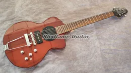 アップグレードされたターナーモデル1-C-LB Lindsey Buckingham Burgundy Brown Semi Hollow Electric Guitar Black P90ピックアップラミネーションヒールキャップAbalone Dot Inlay 5ピースネック