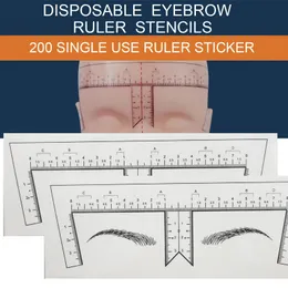 Stencil per strumenti per sopracciglia 200 pezzi Adesivo per righello per sopracciglia usa e getta Semi permanente Righello per sopracciglia Strumento per misurare sopracciglia Microblading Calibro Stencil Trucco 231007