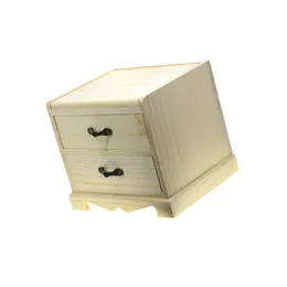 Schmuckbeutel Phenovo Unvollendete Holzaufbewahrungsbox Doppelschubladen DIY Handwerk