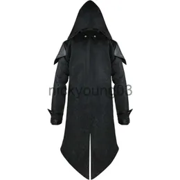 Tema traje assassino cosplay homem medieval streetwear jaquetas com capuz trajes conjuntos unisex halloween vestir-se roupas festa armadura gótica x1010 x1011