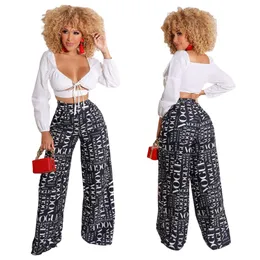 Designer Wide Leg Pants Women Casual High Elestic Waist Long Loose Pant Female Bottoms Free Ship