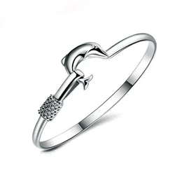 20pcs lot gift factory 925 silver charm bangle Fine Noble mesh Dolphin bracelet fashion jewelry 13042847