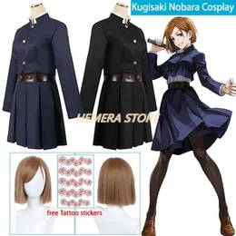 Kugisaki nobara cosplay kostümü jujutsu kaisen cosplay kostüm anime aniform peruk dövme çıkartmaları kıyafet cadılar bayramı elbiseler womencosplay