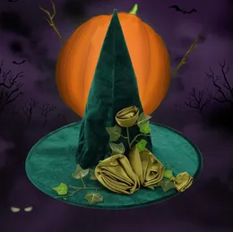 2023 moda quente unissex aba larga chapéus de alta qualidade campaniforme halloween bruxa verde rosa chapéu