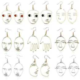 Dangle & Chandelier Fashion Pierced Face Earrings Personality Exaggerated Girl Metal Silhouette Student Daily Jewelry Gift292l