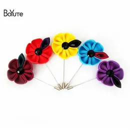 BoYuTe 10Pcs 15 Colors Handmade Flower Brooch Whole Fashion Men Lapel Pin Wedding Accessories Christmas Ornament218S