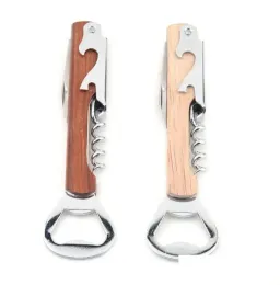 Apriscatole 4 in 1 Apribottiglie per vino e birra Manico in legno Cavatappi Deluxe tenuto in mano Doppia cerniera Camerieri Consegna a domicilio Giardino di casa Kitch 302QH JJ 10,10