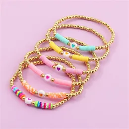 Bracciale con perline colorate morbide di colore stile bohemien per braccialetti elasticizzati fatti a mano a più fili per ragazze da donna252b