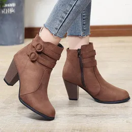 Stiefel Knöchel für Frauen High Heel Herbst Schuhe Mode Reißverschluss Größe 43 Botas Mujer
