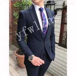 Ternos masculinos bonitos padrinhos mistura de lã noivo smoking homem vestido de casamento jaqueta blazer formatura jantar (jaqueta calças gravata colete) a128