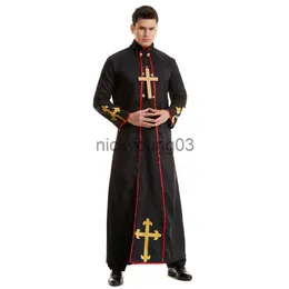 Tema kostym cosplay halloween skrämmande onda präst kostymer minister för vuxna purim karneval spöke fancy klänning upp fest disfraz hombre x1010