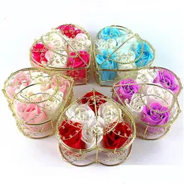 Decorative Flowers & Wreaths 6Pcs Box Handmade Artificial Rose Soap Flower Romantic Bath Roses For Valentine Wedding Birthday Gift Hom Dh0Vl