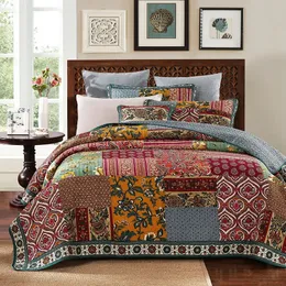 Комплекты постельного белья CHAUSUB Vintage Quilt Set 3PCS Лоскутное покрывало на кровать Хлопковое покрывало King Size Стеганое одеяло 231009