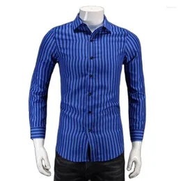 Camicie casual da uomo 2023 Arrivo Primavera Alta qualità Stirped Blue Men Striped White Plus-size S-5XL