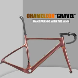 رفوف شاحنة السيارة 2023 وصول 700 40C Full Carbon Bike Gravel Frame A5 دراجة Cyclocross Road Handbar STEM 231010