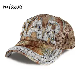 قبعات الكرة Miaoxi جودة عالية الموضة نساء Caps البيسبول Cap Star Rhinestone الأزهار قبعة الكبار الصيف شمس القبعات غير الرسمية للسيدات 231009
