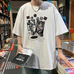 Homens Camisetas American Retro Moda Feminina T-shirt Dos Desenhos Animados Impressão Gráfica Ins Versátil Casual Solto Oversize Homens Manga Curta Tops